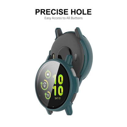 For Garmin Active 5 ENKAY Hat-Prince Full Coverage PC + Tempered Glass Film Integrated Watch Case(Dark Green) - Watch Cases by ENKAY | Online Shopping UK | buy2fix