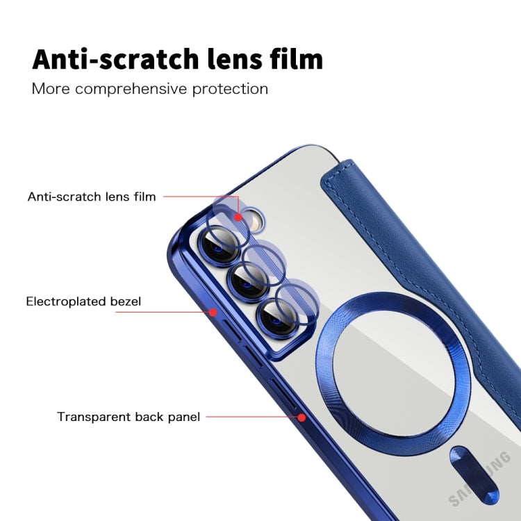 For Samsung Galaxy S22+ 5G MagSafe Magnetic RFID Anti-theft Leather Phone Case(Dark Blue) - Galaxy S22 5G Cases by buy2fix | Online Shopping UK | buy2fix