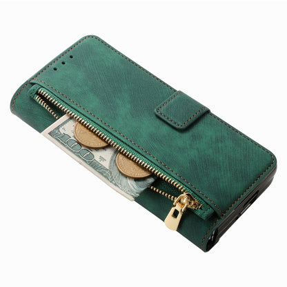 For Samsung Galaxy Z Fold4 Retro MagSafe Magnetic Zipper Wallet Leather Phone Case(Green) - Galaxy Z Fold4 5G Cases by buy2fix | Online Shopping UK | buy2fix