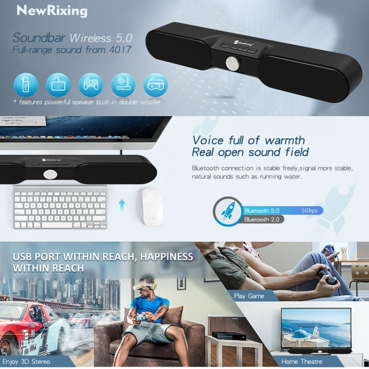 New Rixing NR4017 Portable 10W Stereo Surround Soundbar Bluetooth Speaker with Microphone(Blue) - Desktop Speaker by New Rixing | Online Shopping UK | buy2fix