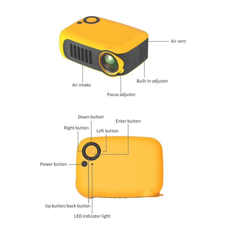 A2000 Portable Projector 800 Lumen LCD Home Theater Video Projector, Support 1080P, US Plug (Black) - Consumer Electronics by buy2fix | Online Shopping UK | buy2fix