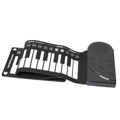 49-Key Portable Hand-Rolled Piano With Horn Children Beginners To Practice Electronic Piano(Elegant Black) - Keyboard Instruments by buy2fix | Online Shopping UK | buy2fix