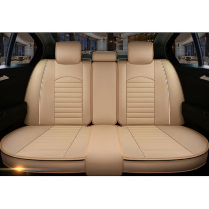 Universal PU Leather Car Seat Cover Beige Deluxe - Seat Accessories by buy2fix | Online Shopping UK | buy2fix