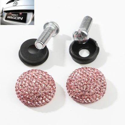 Car License Plate Modification Screw Cap Diamond-encrusted Solid Seal Anti-theft Screws(Pink) - License Plate Covers & Frames by buy2fix | Online Shopping UK | buy2fix