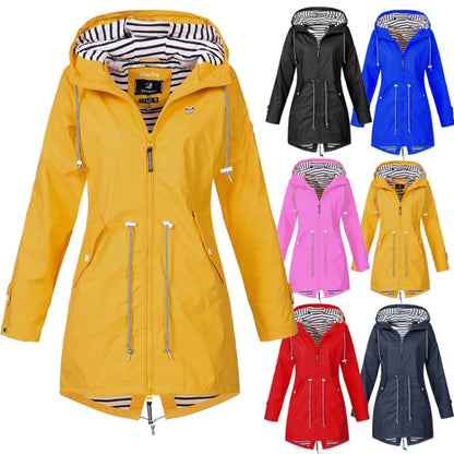 Women Waterproof Rain Jacket Hooded Raincoat, Size:M(Yellow) - Hoodie by buy2fix | Online Shopping UK | buy2fix