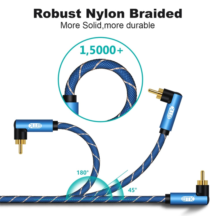 EMK Dual 90-Degree Male To Male Nylon Braided Audio Cable, Cable Length:5m(Blue) - Audio Optical Cables by EMK | Online Shopping UK | buy2fix