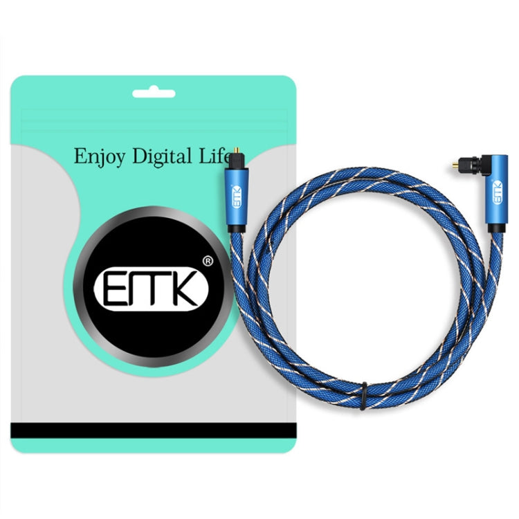 EMK 90 Degree Swivel Adjustable Right Angled 360 Degrees Rotatable Plug Nylon Woven Mesh Optical Audio Cable, Cable Length:15m(Blue) - Audio Optical Cables by EMK | Online Shopping UK | buy2fix