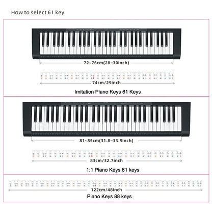 Children Beginner Piano Keyboard Color Stickers Musical Instrument Accessories, Style: Piano Keys 61 keys - Keyboard Instruments by buy2fix | Online Shopping UK | buy2fix