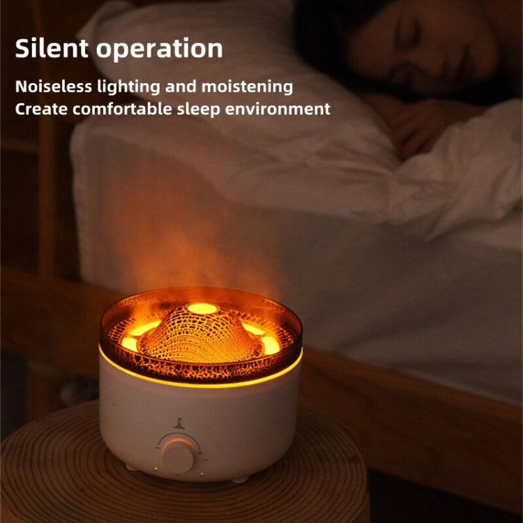 V21A 560ml Volcano Flame Remote Control Aromatherapy Air Humidifier Essential Oil Diffuser UK Plug(White) - Home & Garden by buy2fix | Online Shopping UK | buy2fix