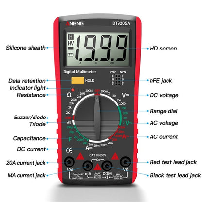 ANENG Automatic High-Precision Intelligent Digital Multimeter, Model:DT9205A HOLD Key(Orange) - Consumer Electronics by ANENG | Online Shopping UK | buy2fix