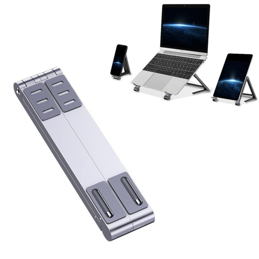 Metal Laptop Stand Computer Cooling Folding Mini Flat Raised Bracket(Silver) - Computer & Networking by buy2fix | Online Shopping UK | buy2fix