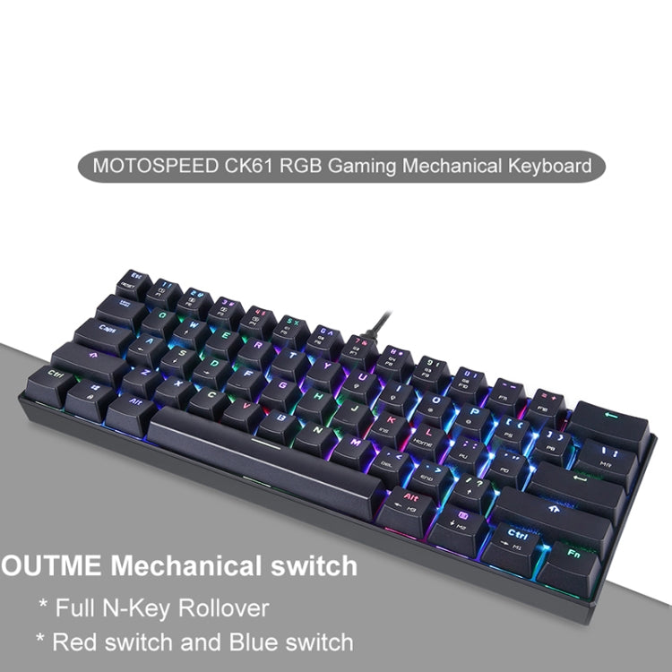 MOTOSPEED CK61 61 Keys  Wired Mechanical Keyboard RGB Backlight with 14 Lighting Effects, Cable Length: 1.5m, Colour: Red Shaft - Wired Keyboard by MOTOSPEED | Online Shopping UK | buy2fix