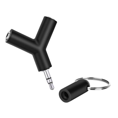 Mini Y Shaped 3.5mm Male to Double 3.5mm Female Jack Audio Headset Adapter Connector Keychain(Black) - Computer & Networking by buy2fix | Online Shopping UK | buy2fix