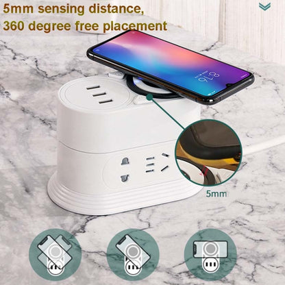 Mobile Phone Wireless Charging Socket Creative Smart USB Power Strip Multi-Function Desktop Vertical Power Strip, CN Plug, Specification: 3 Meters, Style:2 Layer(Black) - Consumer Electronics by buy2fix | Online Shopping UK | buy2fix