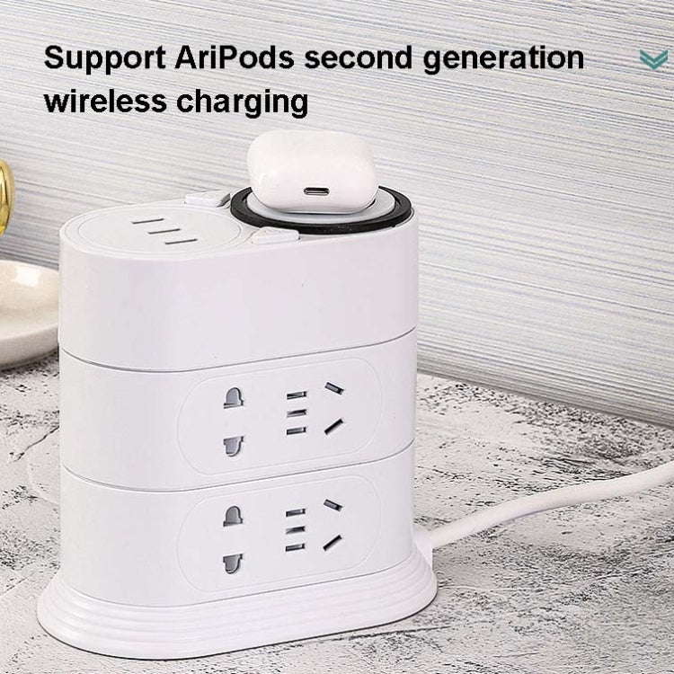 Mobile Phone Wireless Charging Socket Creative Smart USB Power Strip Multi-Function Desktop Vertical Power Strip, CN Plug, Specification: 0.8 Meters, Style:3 Layer(White) - Consumer Electronics by buy2fix | Online Shopping UK | buy2fix