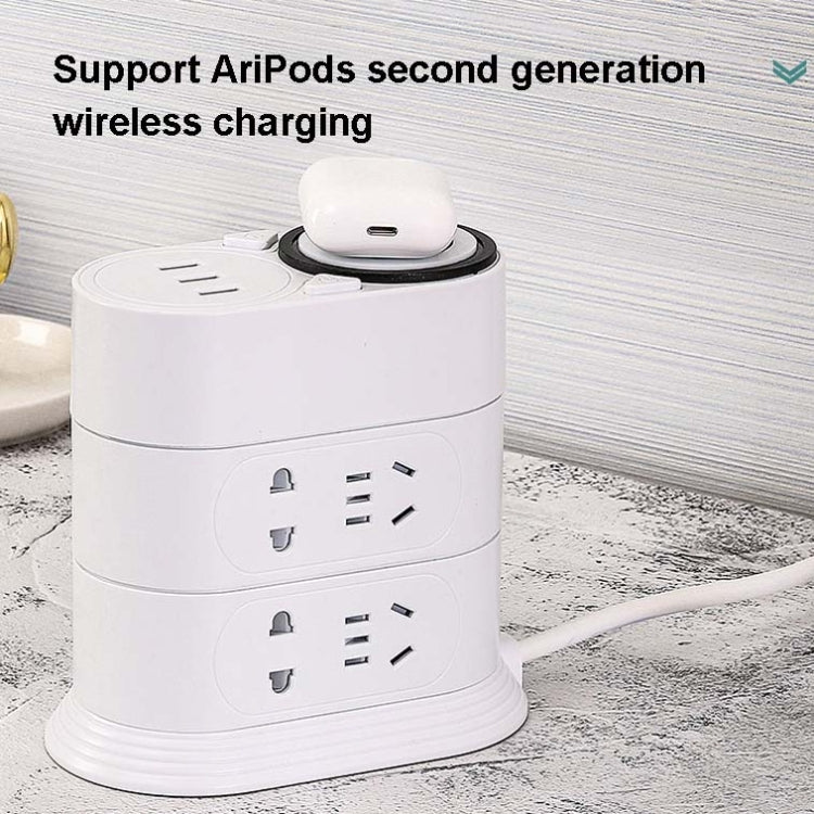 Mobile Phone Wireless Charging Socket Creative Smart USB Power Strip Multi-Function Desktop Vertical Power Strip, CN Plug, Specification: 5 Meters, Style:3 Layer(White) - Consumer Electronics by buy2fix | Online Shopping UK | buy2fix