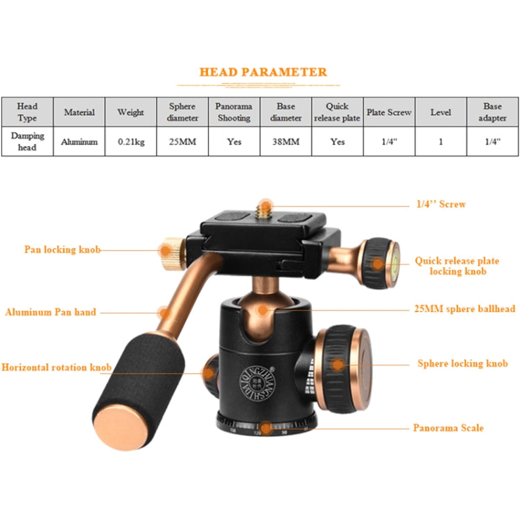 Q160s 4-Section Folding Legs Live Broadcast Aluminum Alloy Tripod Mount with Damping Tripod Ball-Head - Camera Accessories by buy2fix | Online Shopping UK | buy2fix