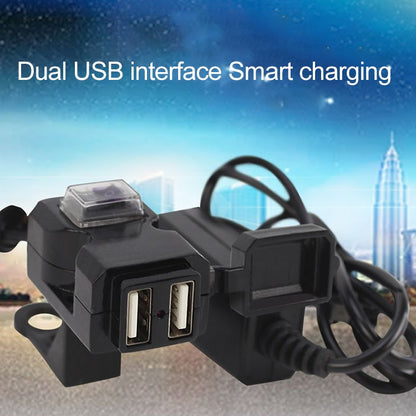 Dual USB Port 12V Waterproof Motorbike Motorcycle Handlebar Charger 5V 1A/2.1A Adapter Power Supply Socket for Phone Mobile - Electrical System by buy2fix | Online Shopping UK | buy2fix