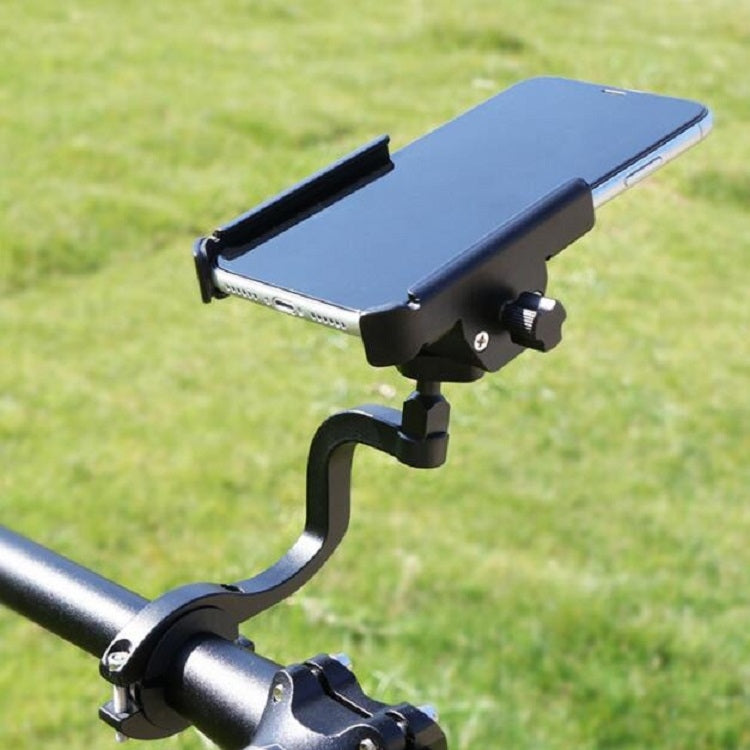 CYCLINGBOX Aluminum Alloy Mobile Phone Holder Bicycle Riding Takeaway Rotatable Metal Mobile Phone Bracket, Style:Heightened Handlebar Installation(Black) - Holders by CYCLINGBOX | Online Shopping UK | buy2fix