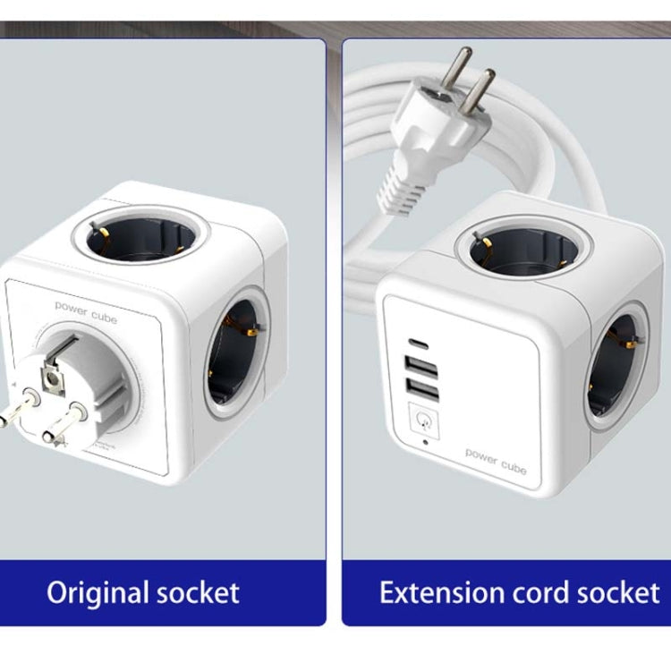 Creative Power Cube Socket Conversion Socket, EU Plug In-line Blue+U+ Switch - Consumer Electronics by buy2fix | Online Shopping UK | buy2fix