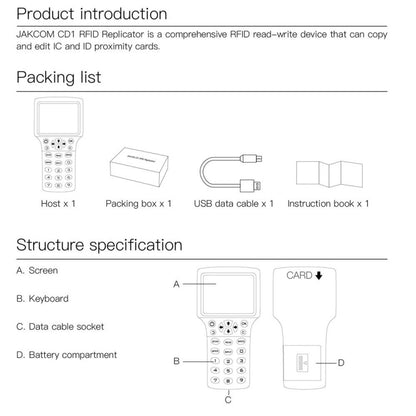 JAKCOM CD1 Access Control Proximity Card Duplicator RFID/ICID Card Reader Card Reader - Security by JAKCOM | Online Shopping UK | buy2fix