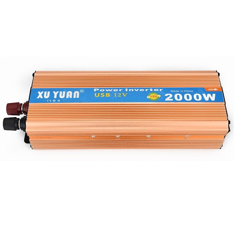 XUYUAN 2000W Inverter with USB Positive And Negative Reverse Connection Protection, Specification: Gold 12V to 110V - Modified Square Wave by buy2fix | Online Shopping UK | buy2fix