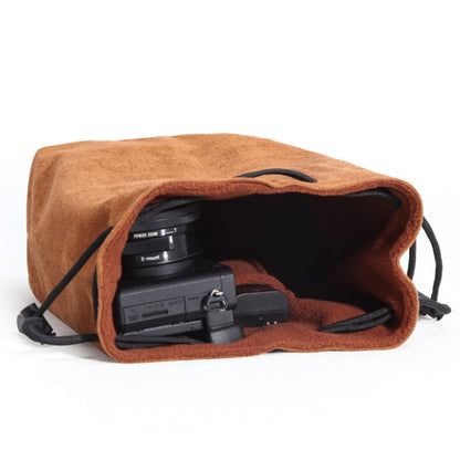 S.C.COTTON Liner Shockproof Digital Protection Portable SLR Lens Bag Micro Single Camera Bag Round Brown M - Camera Accessories by S.C.COTTON | Online Shopping UK | buy2fix