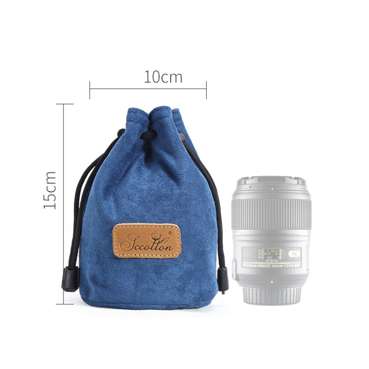 S.C.COTTON Liner Shockproof Digital Protection Portable SLR Lens Bag Micro Single Camera Bag Round Blue S - Lens Bag by S.C.COTTON | Online Shopping UK | buy2fix