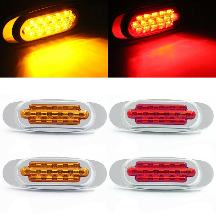 12-24V 16 LEDs Electroplating Side Lights Side Tail Lights Cargo Truck Modification Light, Colour: Red (High and Low Light 3 Lines) - Warning Lights by buy2fix | Online Shopping UK | buy2fix