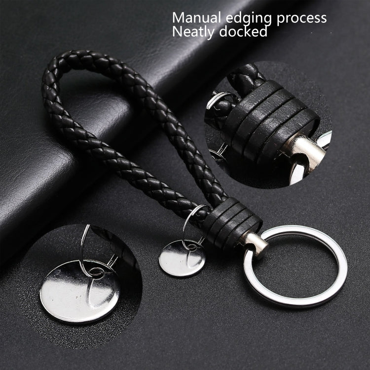 100 PCS Woven Leather Cord Keychain Car Pendant Leather Key Ring Baotou With Small Round Piece(Dark Dreen) - Key Rings by buy2fix | Online Shopping UK | buy2fix