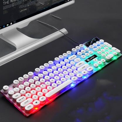 LIMEIDE GTX300 104 Keys Retro Round Key Cap USB Wired Mouse Keyboard, Cable Length: 1.4m, Colour: Punk Single Keyboard White - Wired Keyboard by LIMEIDE | Online Shopping UK | buy2fix