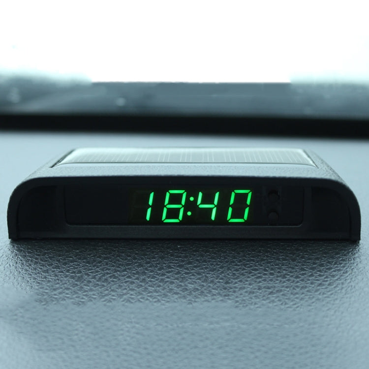 Solar Night Light Car Clock Automotive Electronic Clock Temperature Time+Date+Week+Temperature(Green Light) - In Car by buy2fix | Online Shopping UK | buy2fix