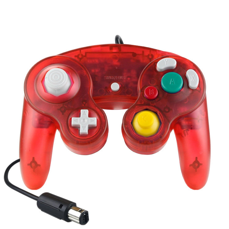 5 PCS Single Point Vibrating Controller Wired Game Controller For Nintendo NGC(Transparent Red) - Gamepads by buy2fix | Online Shopping UK | buy2fix