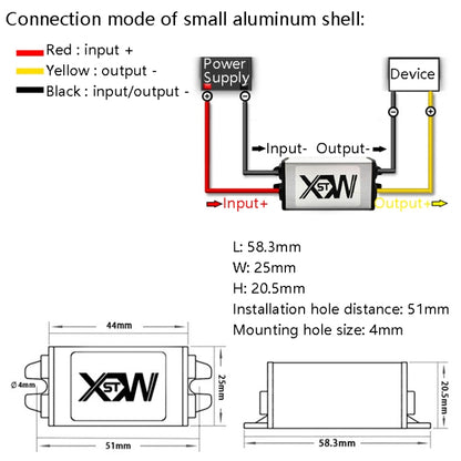 XWST DC 12/24V To 5V Converter Step-Down Vehicle Power Module, Specification: 12/24V To 5V 5A Small Aluminum Shell -  by buy2fix | Online Shopping UK | buy2fix