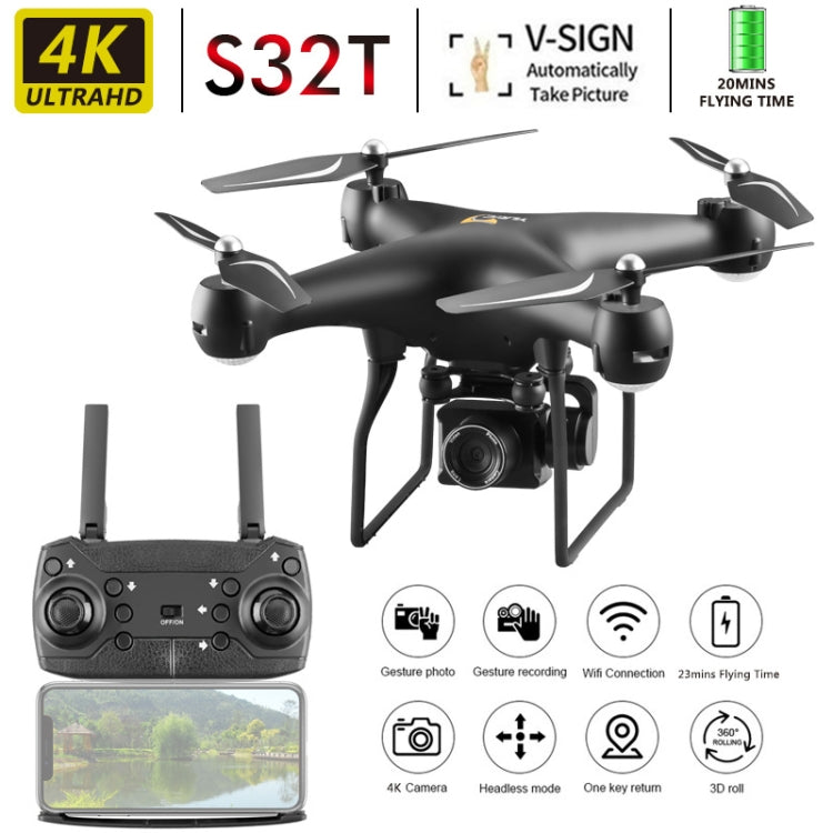 YLR/C S32T 25 Minute Long Battery Life High-Definition Aerial Photography Drone Gesture Remote Control Quadcopter, Colour: Standard (Black) - RC Aircrafts by YLR/C | Online Shopping UK | buy2fix