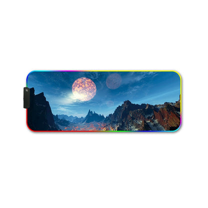 350x600x3mm F-01 Rubber Thermal Transfer RGB Luminous Non-Slip Mouse Pad(Snow Peak) - Mouse Pads by buy2fix | Online Shopping UK | buy2fix