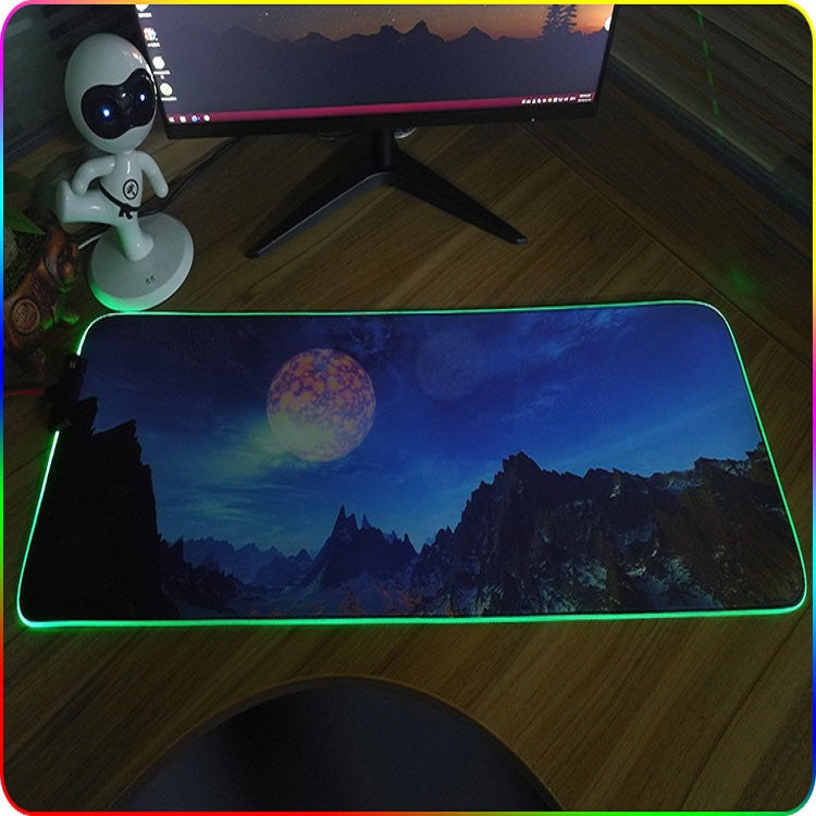 350x600x3mm F-01 Rubber Thermal Transfer RGB Luminous Non-Slip Mouse Pad(Snow Peak) - Mouse Pads by buy2fix | Online Shopping UK | buy2fix