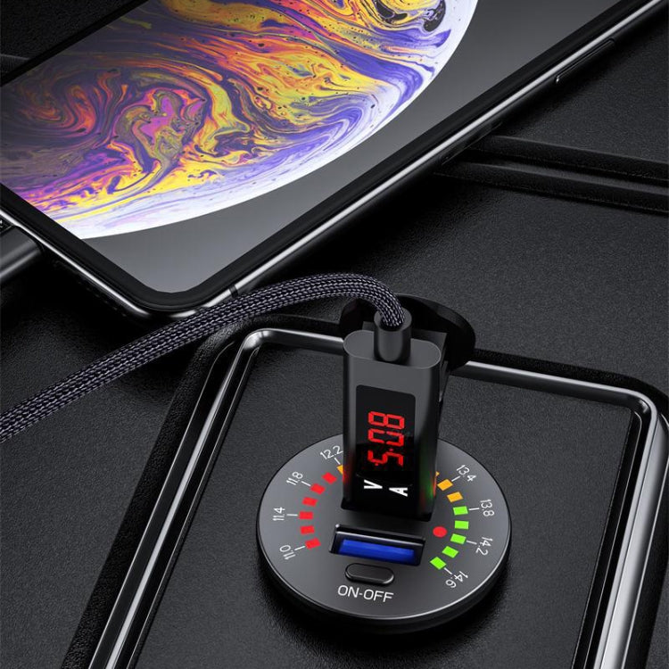 Car Motorcycle Ship Modified With Colorful Screen Display USB Dual QC3.0 Fast Charge Car Charger, Model: P20-C With 60cm Line - In Car by buy2fix | Online Shopping UK | buy2fix