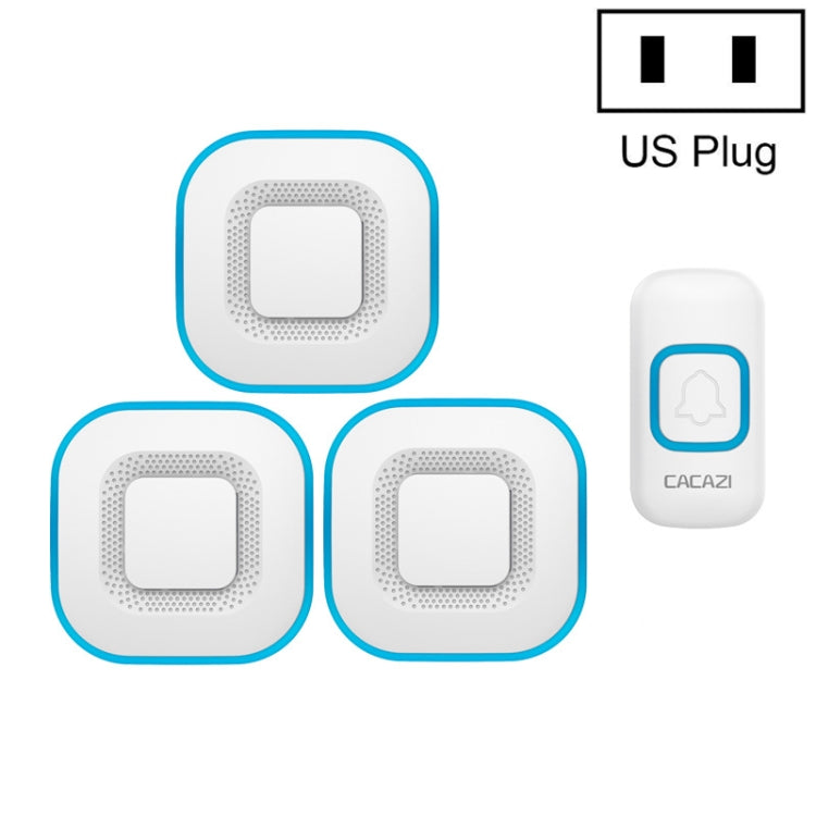 CACAZI V028F 1 For 3 Wireless Music Doorbell without Battery, Plug:US Plug(White) - Security by CACAZI | Online Shopping UK | buy2fix