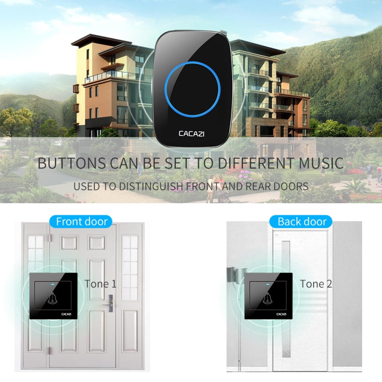 CACAZI H10 1 For 2 Home Wireless Music Doorbell without Battery, Plug:US Plug(White) - Security by CACAZI | Online Shopping UK | buy2fix