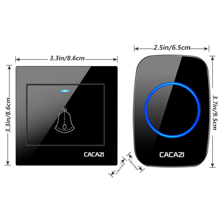 CACAZI H10 1 For 2 Home Wireless Music Doorbell without Battery, Plug:EU Plug(Black) - Wireless Doorbell by CACAZI | Online Shopping UK | buy2fix