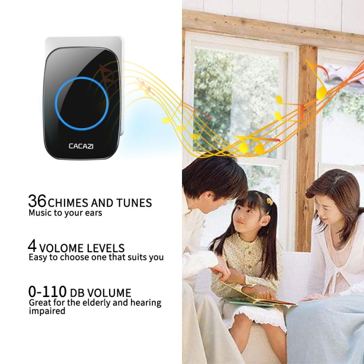 CACAZI H10 1 For 1 Wireless Smart Doorbell without Battery, Plug:US Plug(Black) - Wireless Doorbell by CACAZI | Online Shopping UK | buy2fix