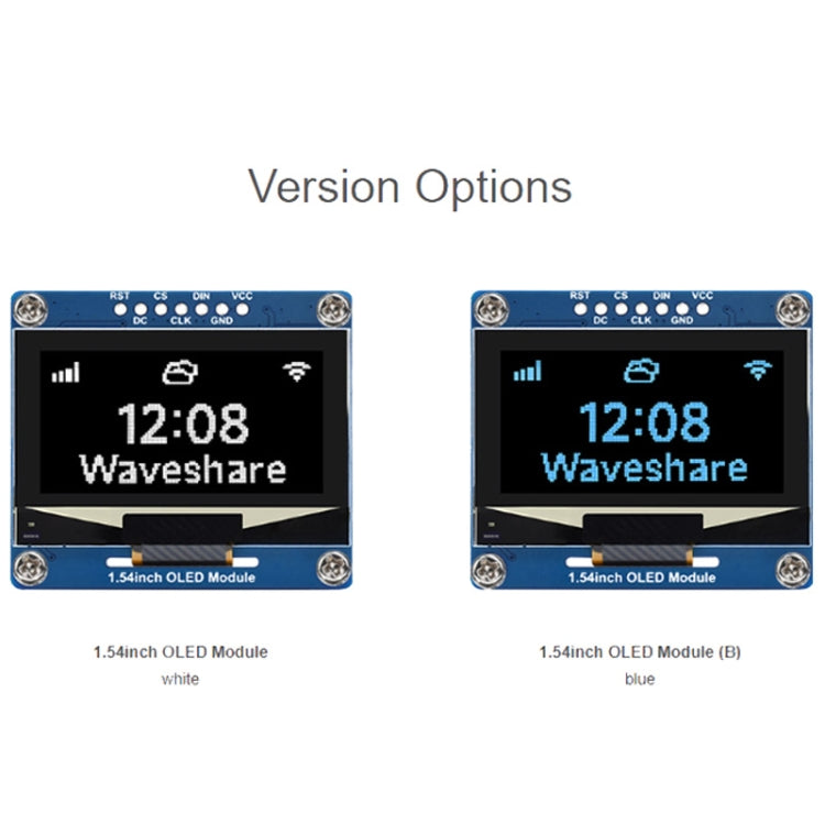 Waveshare 1.54 Inch OLED Display Module, 128×64 Resolution, SPI / I2C Communication(Blue) - LCD & LED Display Module by Waveshare | Online Shopping UK | buy2fix