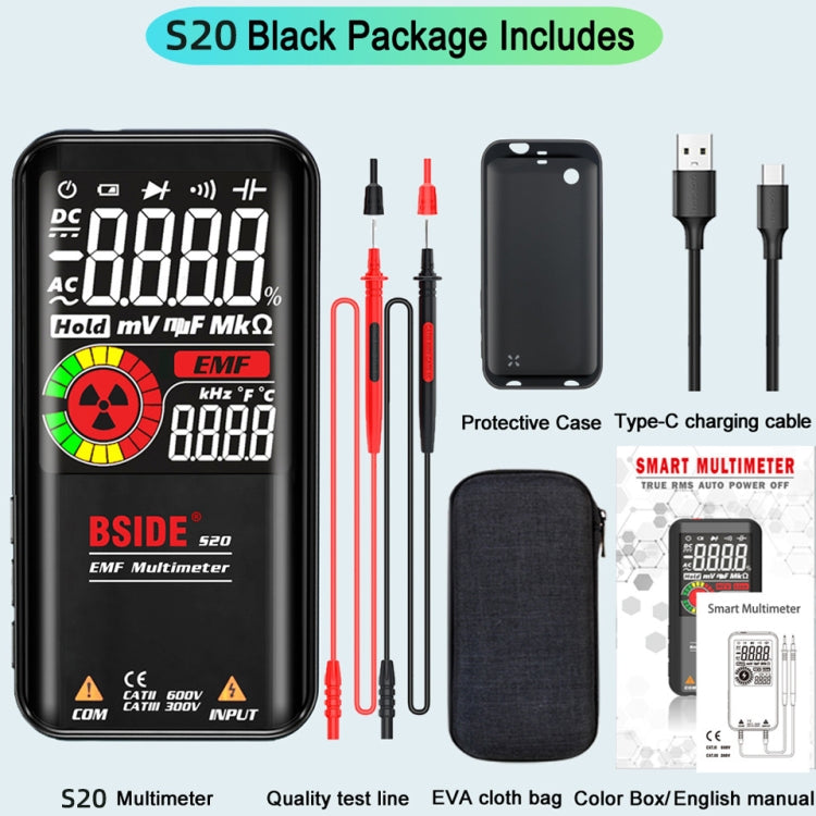 BSIDE S20 Intelligent Large Screen Electromagnetic Radiation Multimeter Tester - Digital Multimeter by BSIDE | Online Shopping UK | buy2fix