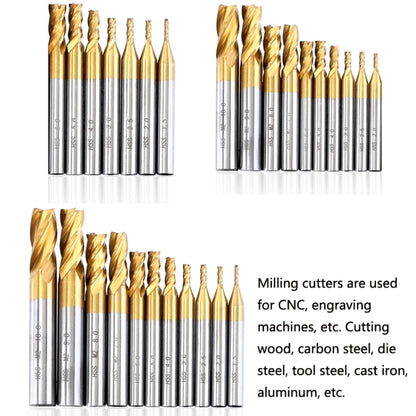 11 PCS/Set High-Speed Steel And Aluminum End Face Milling Cutter With Straight Shank Titanium-Plated Milling Cutter - Others by buy2fix | Online Shopping UK | buy2fix