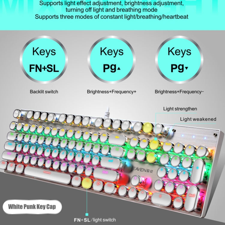 104 Keys Green Shaft RGB Luminous Keyboard Computer Game USB Wired Metal Mechanical Keyboard, Cabel Length:1.5m, Style: Double Imposition Version (White Pink) - Wired Keyboard by buy2fix | Online Shopping UK | buy2fix