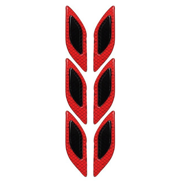 2 Sets Carbon Fiber Warning Sticker Car Anti-Collision Strip Leaf Plate Reflective Sticker Hood Light Eyebrow Anti-Collision Drops Sticker(6 PCS (Red)) - In Car by buy2fix | Online Shopping UK | buy2fix