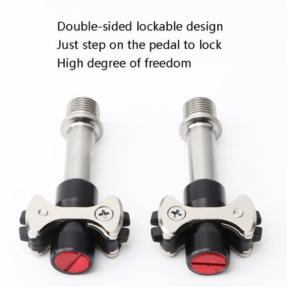 MEROCA Road Lock Shoes Card Three Pardin Bicycle Lollipops Self-Locking Pedal With Lock, Style: Steel Axis (Red) - Pedals by MEROCA | Online Shopping UK | buy2fix