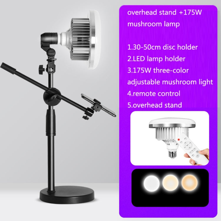 Mobile Phone Live Support Shooting Gourmet Beautification Fill Light Indoor Jewelry Photography Light, Style: 175W Mushroom Lamp + Stand + Overhead Stand - Consumer Electronics by buy2fix | Online Shopping UK | buy2fix
