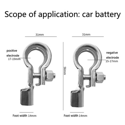 1 Pair T007 Brass Plating Tin Car Battery Pile Head Battery Terminal Connector Cable Junction Head - In Car by buy2fix | Online Shopping UK | buy2fix